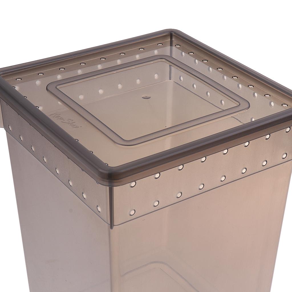 Reptile Feeding Box Transparent Cage Hatching Container for Lizard Frog Black