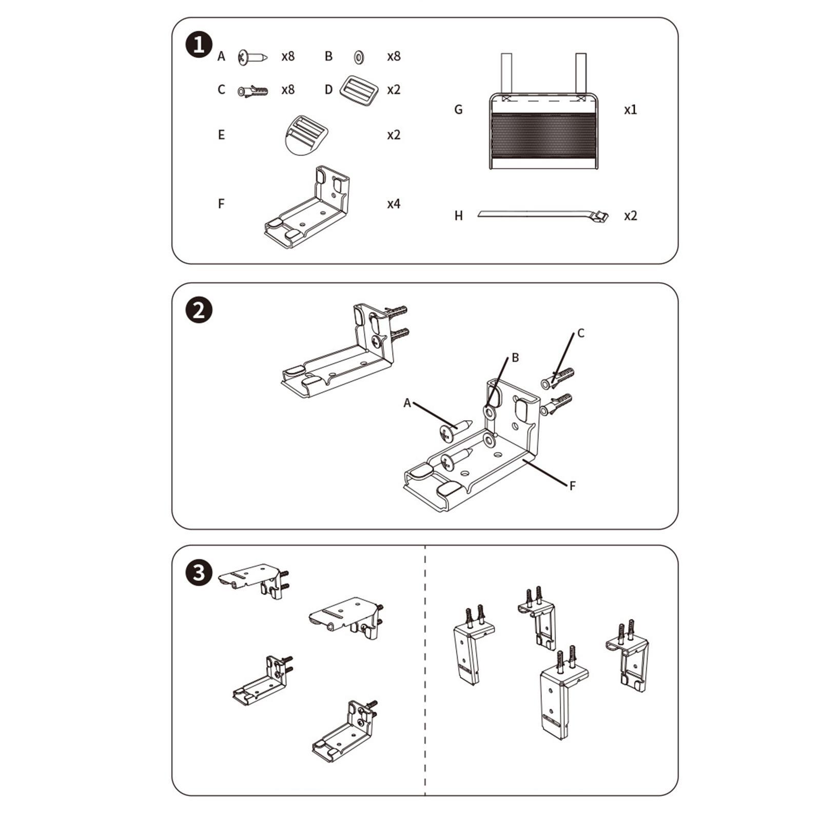 Universal under Desk Computer Mount, Wall Mount Hanging Rack/ Computer Mainframe Hanger with Storage Bag, Adjustable, CPU Stand Computer case Holder