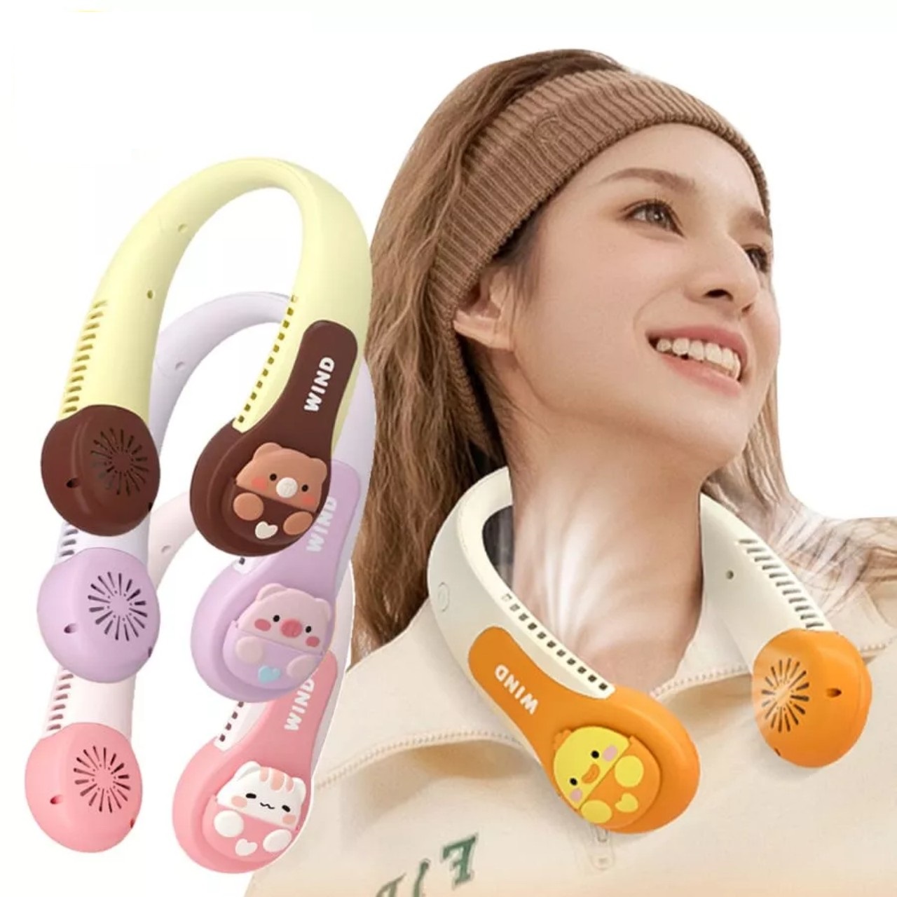Quạt đeo cổ không cánh WIND 3D với 3 cấp gió mạnh phong cách trẻ trung năng động pin sạc litium ion Loại Tốt