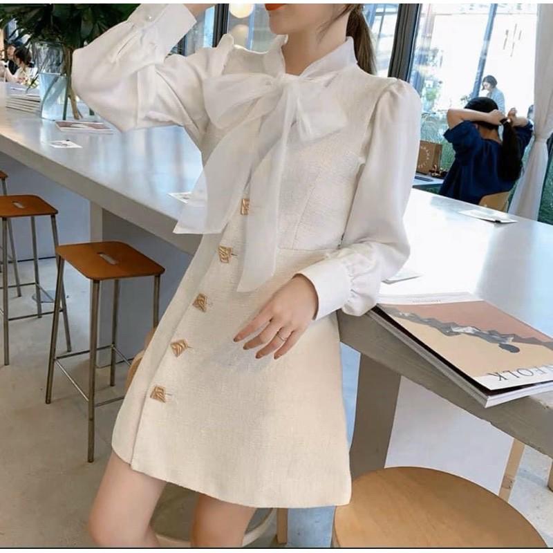 090 - SET ÁO TD CỘT NƠ PHỐI ĐẦM