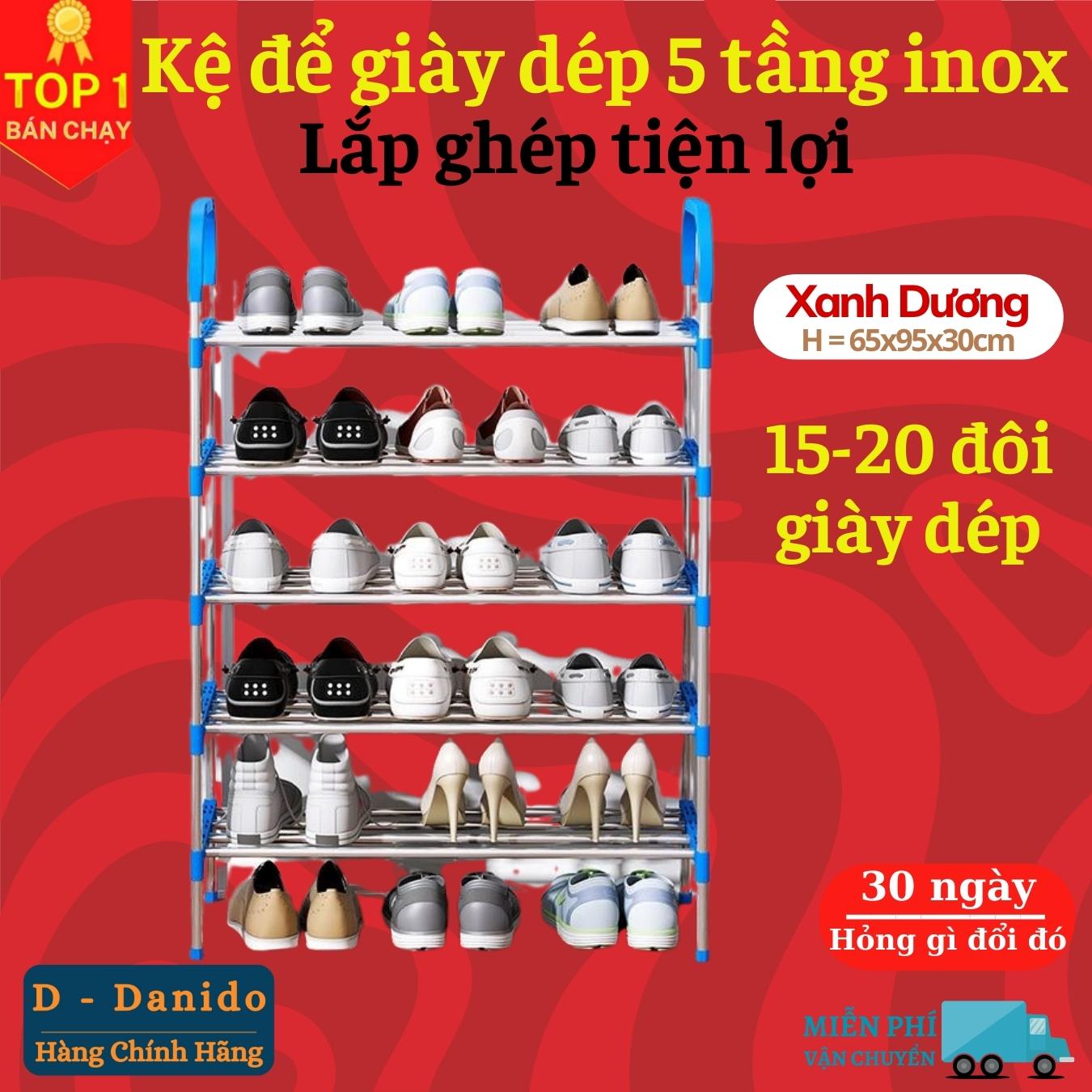 Kệ để giày dép 05 tầng hợp kim nhôm - Giá để giày dép 05 tầng - Kệ để đồ, kệ sách loại gấp gọn cao cấp D Danido