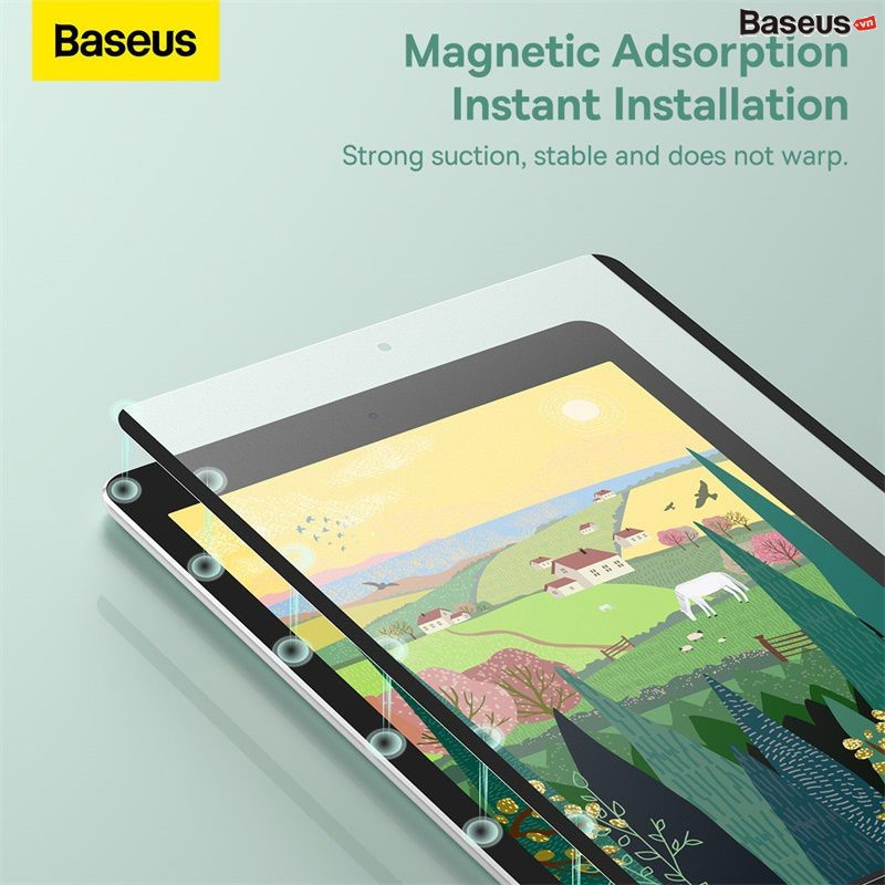 Miếng Dán Từ Tính Chống Trầy Baseus 0.15mm Full-cover Vac-sorb Paper-like Screen Protector cho IPad - hàng chính hãng