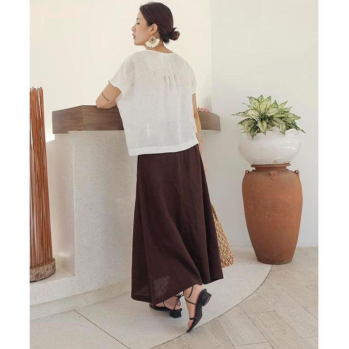 Áo Kiểu nữ cổ tròn tay cánh Linen tưng Premium, nhẹ nhàng đơn giản nhưng không kém phần sang trọng - Trắng