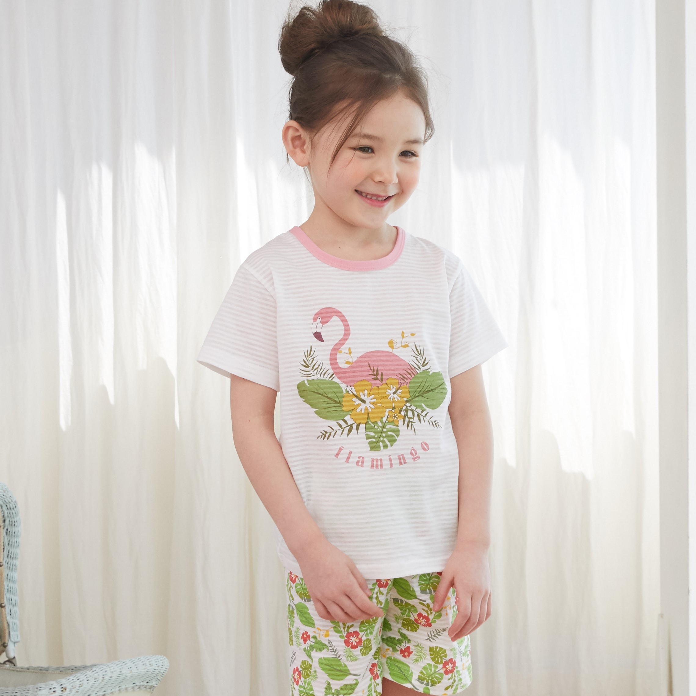 Bộ ngủ cộc tay cho bé Olomimi Hàn Quốc Flamingo SS20 - 100% cotton