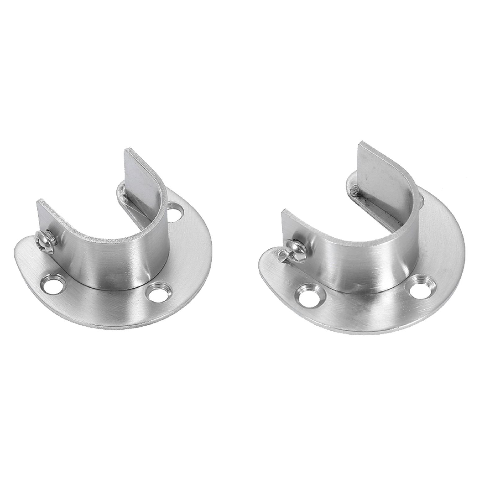 2pcs Closet Pole Sockets Set of 2pcs U-shape Rod Socket Flange Set Stainless Steel Rod Support U Shaped Closet Rod
