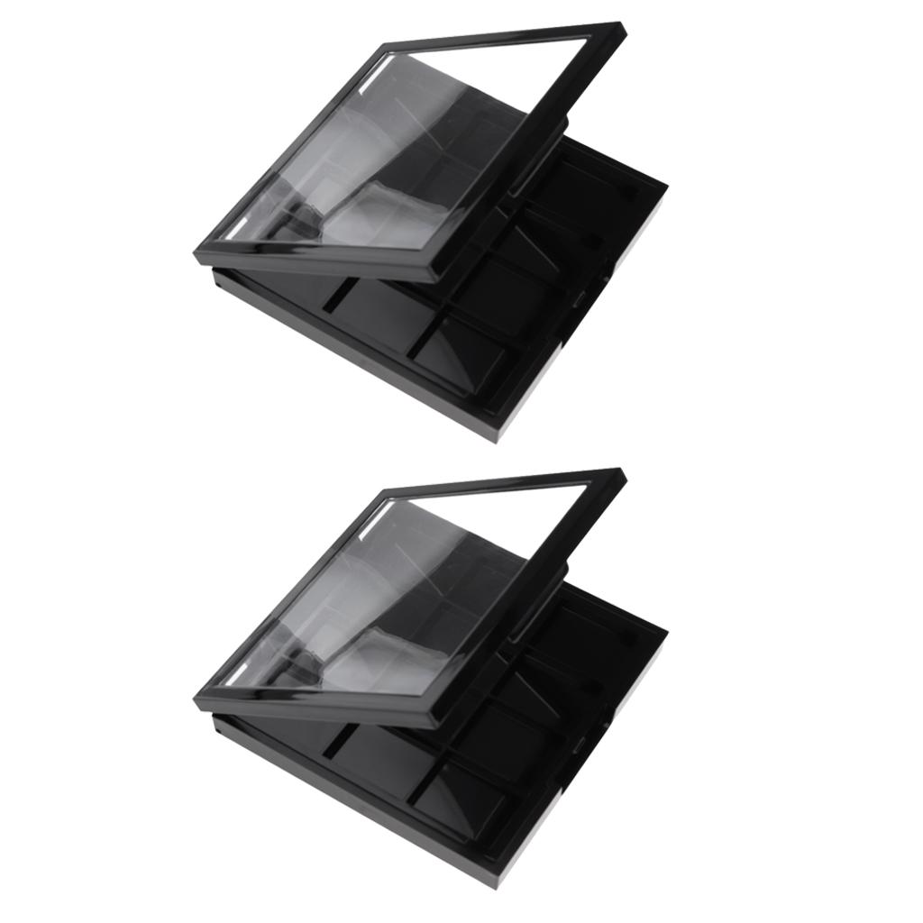 2pcs Empty Makeup Eyeshadow Palette Blusher Lipgloss Powder DIY Case 12 Grid