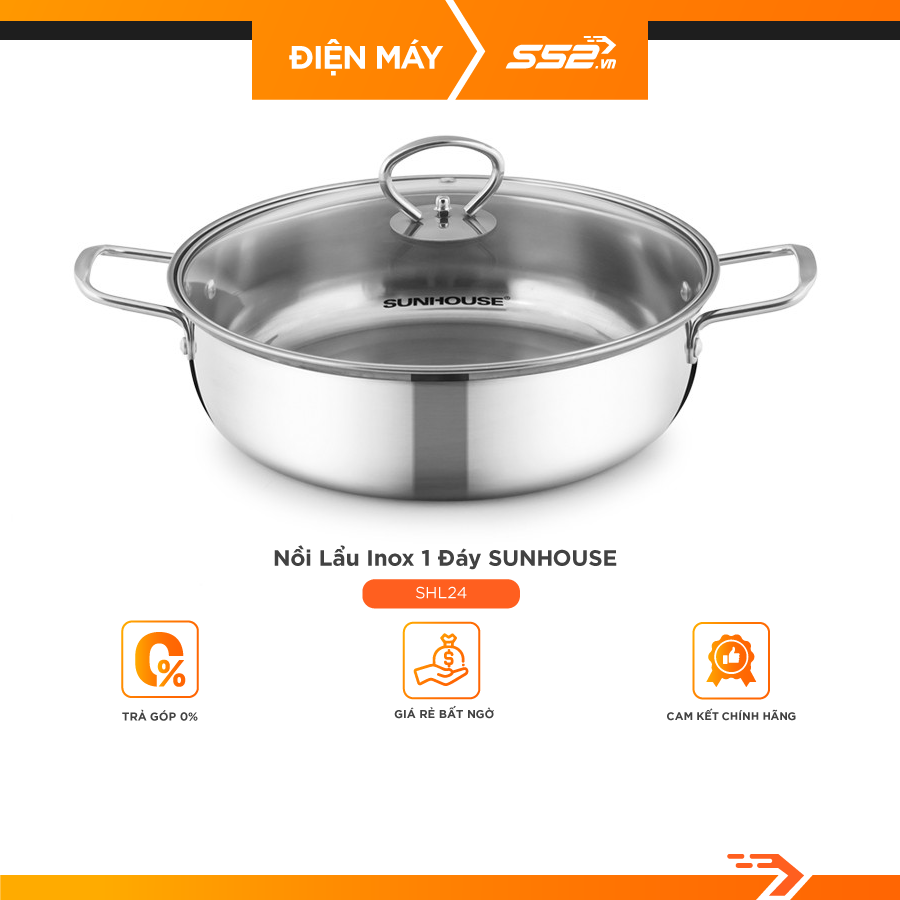 Nồi Lẩu Inox 1 Đáy Sunhouse 24cm SHL24