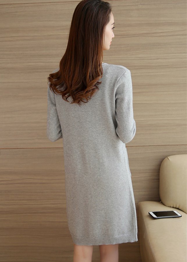 Áo khoác cardigan nữ dáng dài có túi phối cúc trước ngực DV33