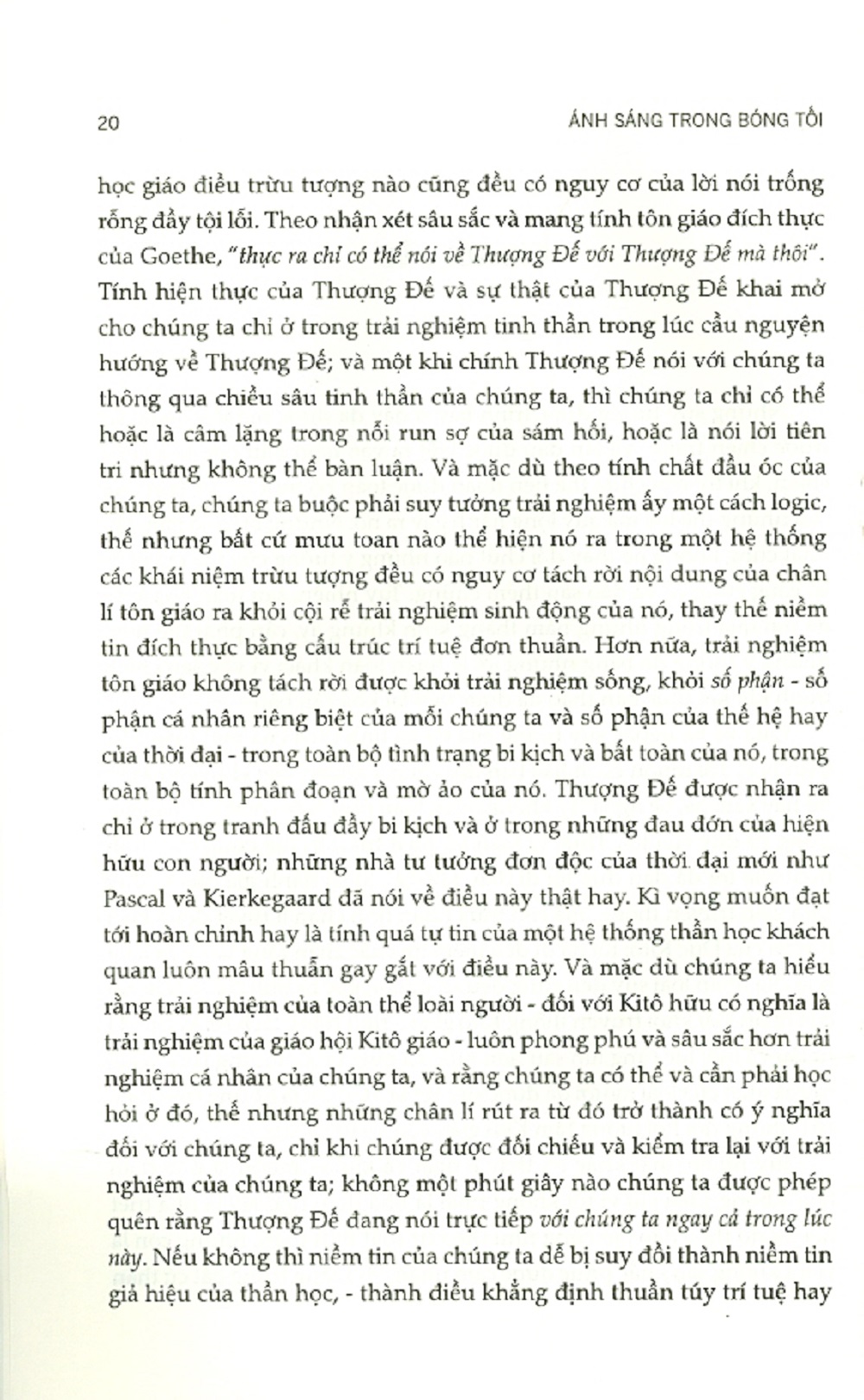 Ánh Sáng Trong Bóng Tối - Trải Nghiệm Đạo Đức Học Kitô Giáo Và Triết Học Xã Hội