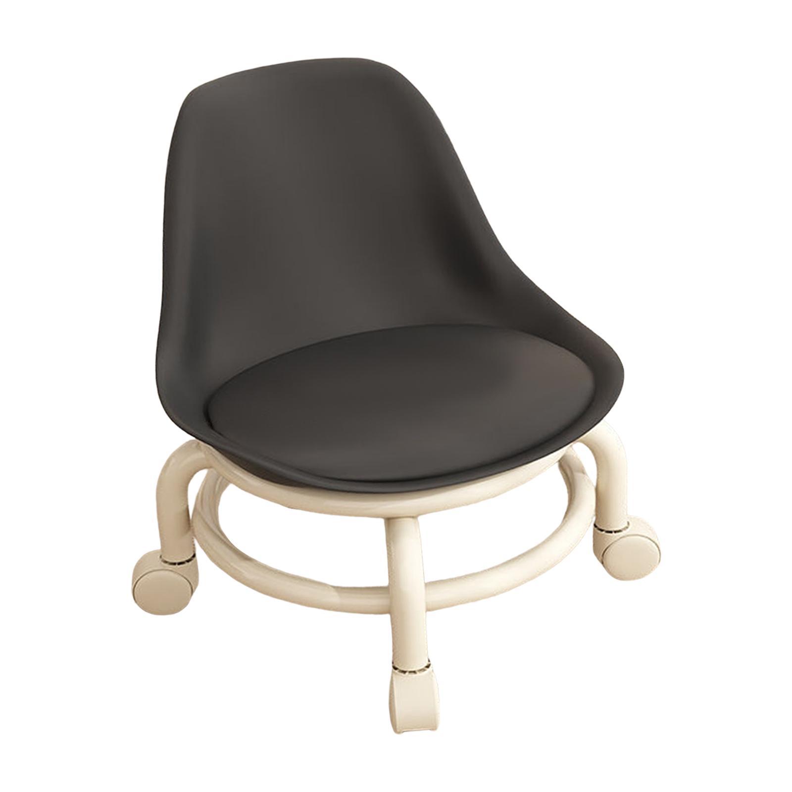 Low Height Rolling Stool with Back Stainless Steel  Height 45cm