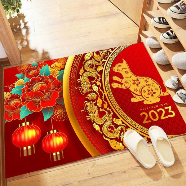 Thảm Lau Chân , Chùi Chân Hình Thú 3D Chống Trơn Trượt , Thấm Hút TốT ,Thảm Chùi Chân 3D Sắc Đỏ Đón Tết 60x40cm