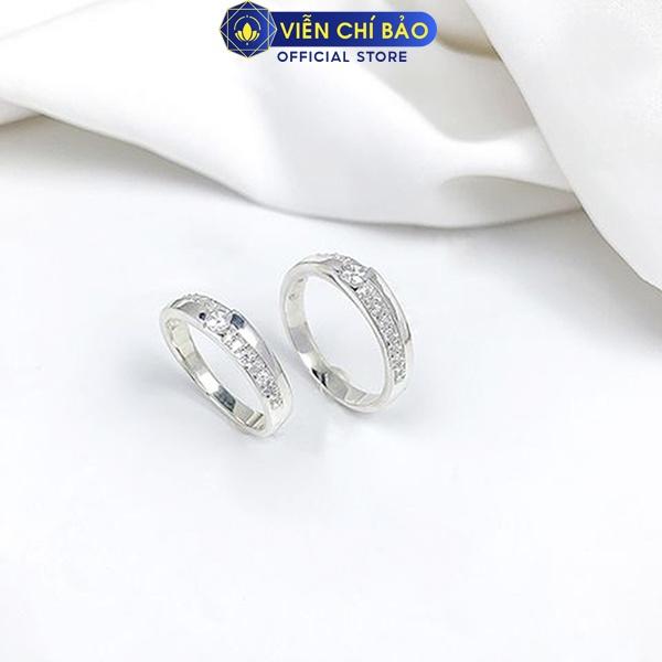 Nhẫn bạc đôi unisex Symmetry chất liệu bạc S925 thời trang phụ kiện trang sức nữ Viễn Chí Bảo N700424 + N700422