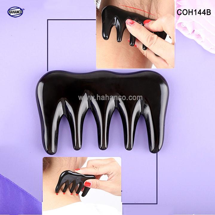 Lược sừng đen 5 răng mát xa (Size: S - 9cm) COH144B - Massage đầu giúp lưu thông khí huyết - Chăm sóc tóc