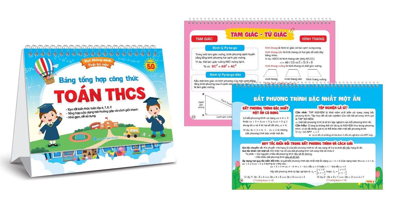 Sách - Combo Bộ Lịch Bảng Tổng Hợp Công Thức Toán Và Tiếng Anh THCS - Phiên Bản 5.0