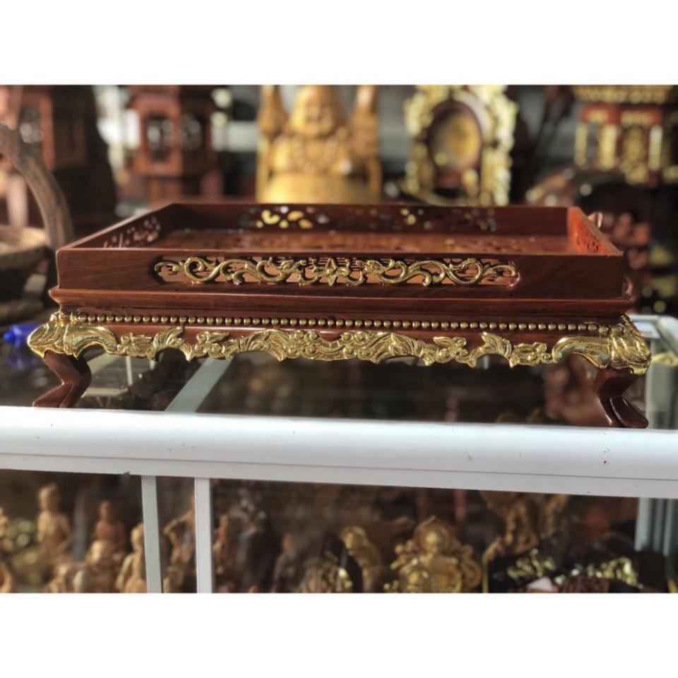Khay trà rồng trầu vàng gỗ hương,Khay trà chân quỳ 2 cỡ 38x26 và 45x35cm