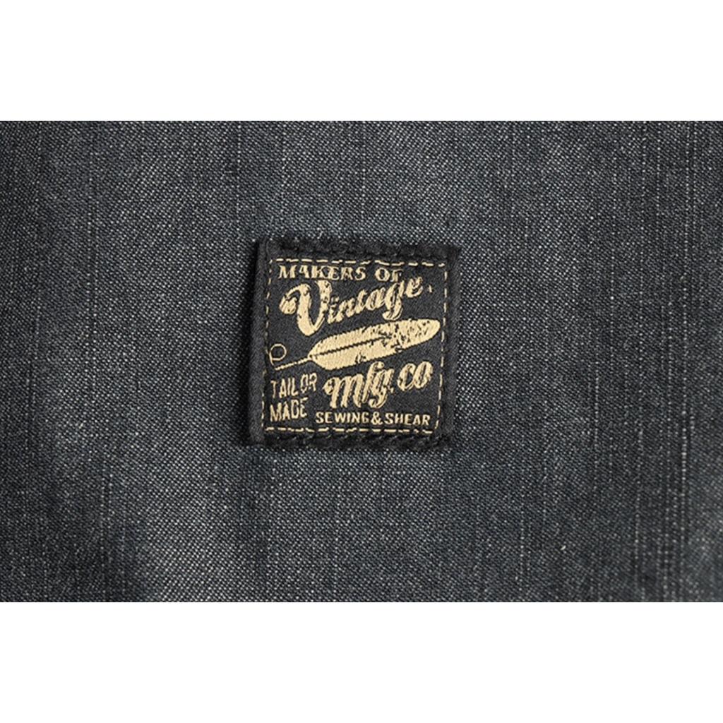 Sơ mi denim wash bụi phong cách Vinstage_dã ngoại_Biker - Xanh