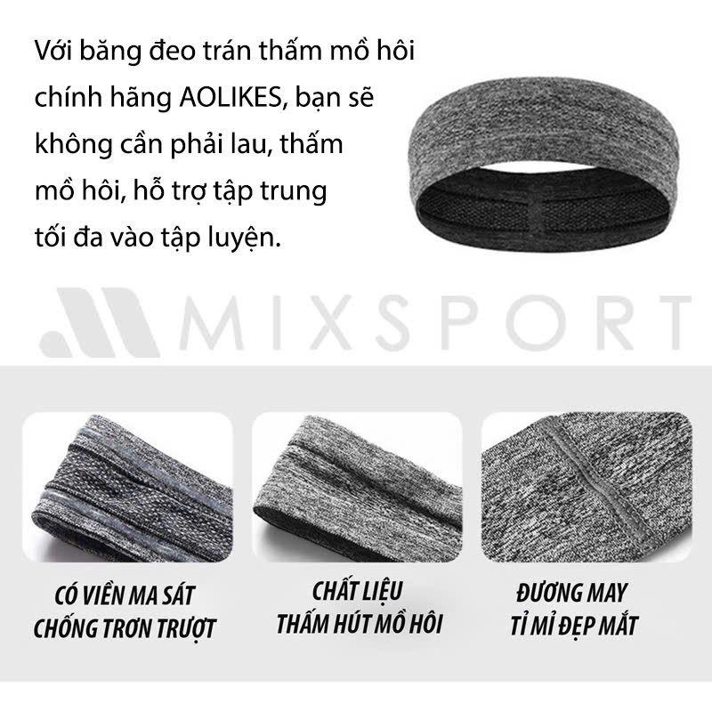 Băng trán Băng  đô thể thao Aolikes 2110 Băng đô co giãn cao cấp mềm mịn chống trượt thấm hút mồ hôi