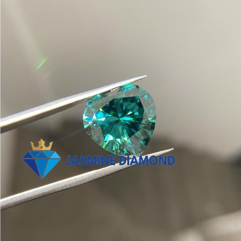 Kim cương nhân tạo Mỹ Moissanite giác cắt Heart màu xanh lá