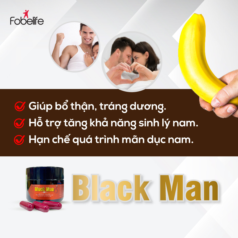 Viên Uống Bổ Thận Tráng Dương Hỗ Trợ Tăng Cường Sinh Lý Nam Black Man ( Hộp / 2 lọ / 30 viên )