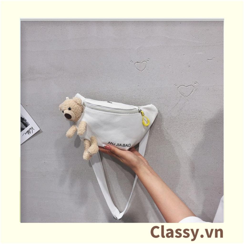 Túi bao tử nữ Classy vải canvas đi chơi mini nhỏ giá rẻ đẹp hoạ tiết chú gấu xinh T278