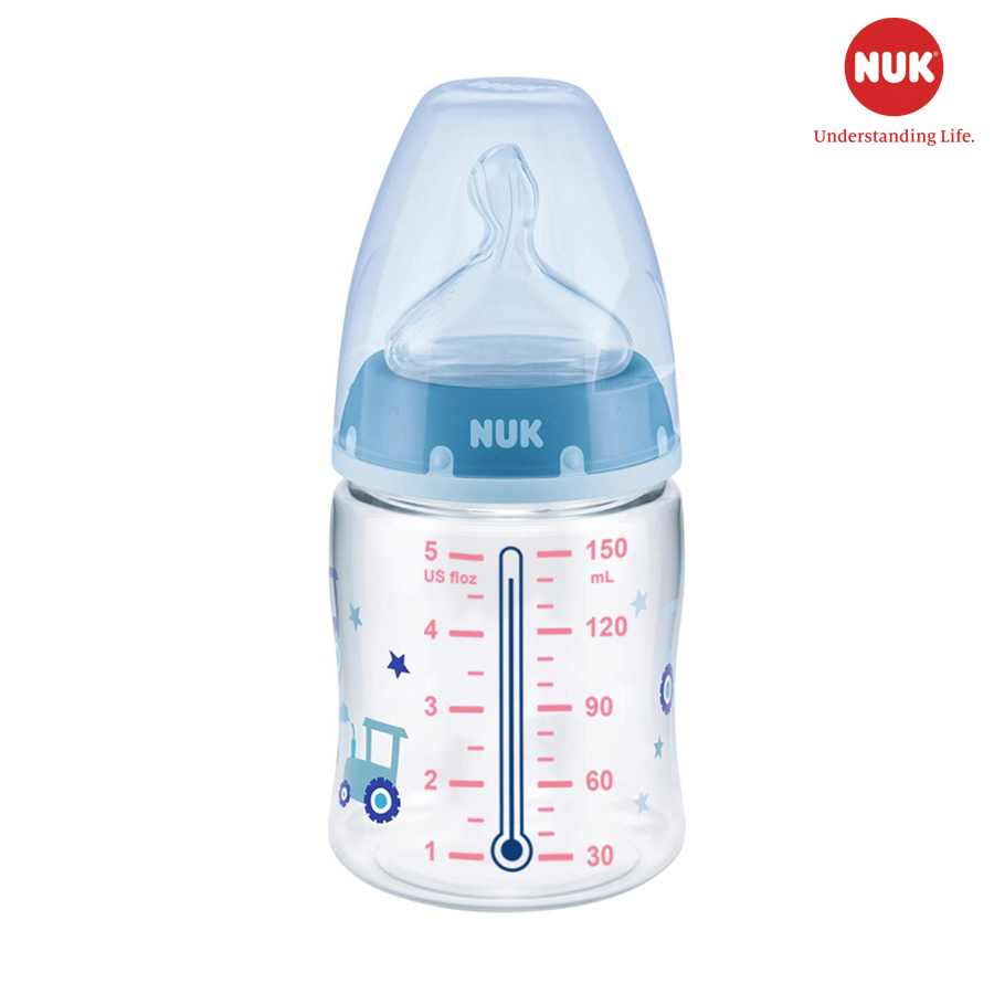 BÌNH SỮA CẢM BIẾN NHIỆT NUK PP 150ML 300ML NÚM TI SILICONE