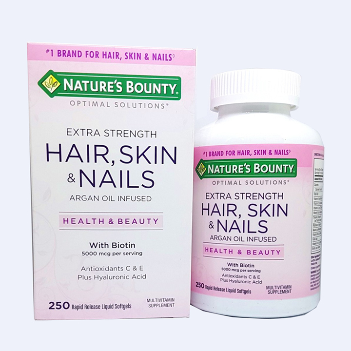 Viên uống Nature’s Bounty Hair, Skin & Nails – Đẹp Da Chắc Tóc Hộp 250 viên