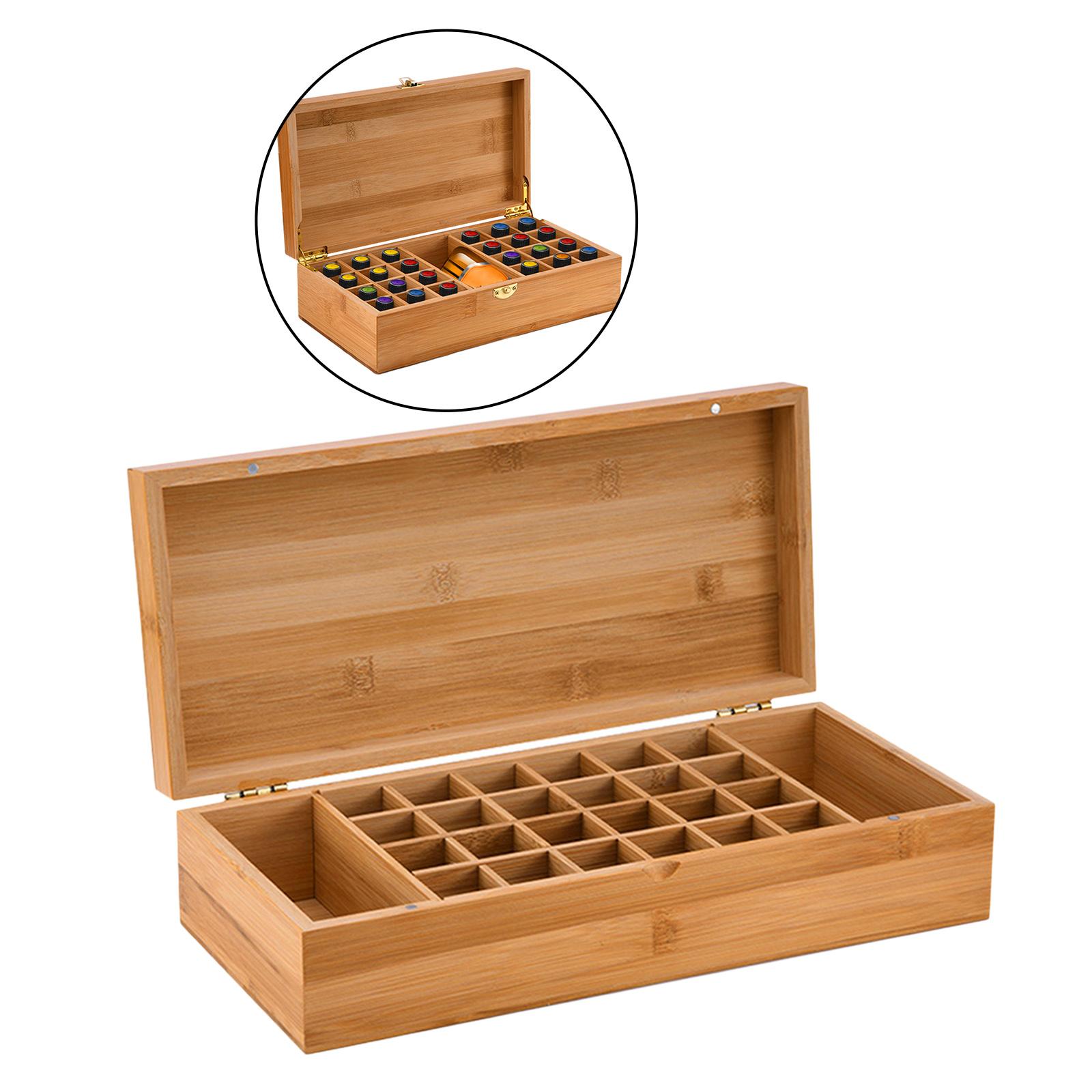 Essential Oil Storage Box Case, Wooden Organizer Holds 24 Bottles, Bamboo Wood Holder Safe for Carrying And Home Storage Display