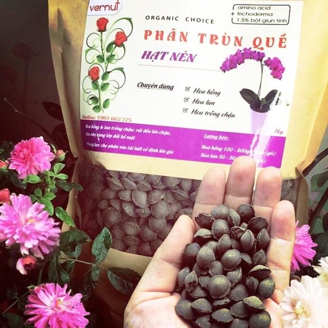 Phân trùn quế viên nén hạt mận tiện lợi tốt cho hoa hồng, hoa lan và các loại cây trồng
