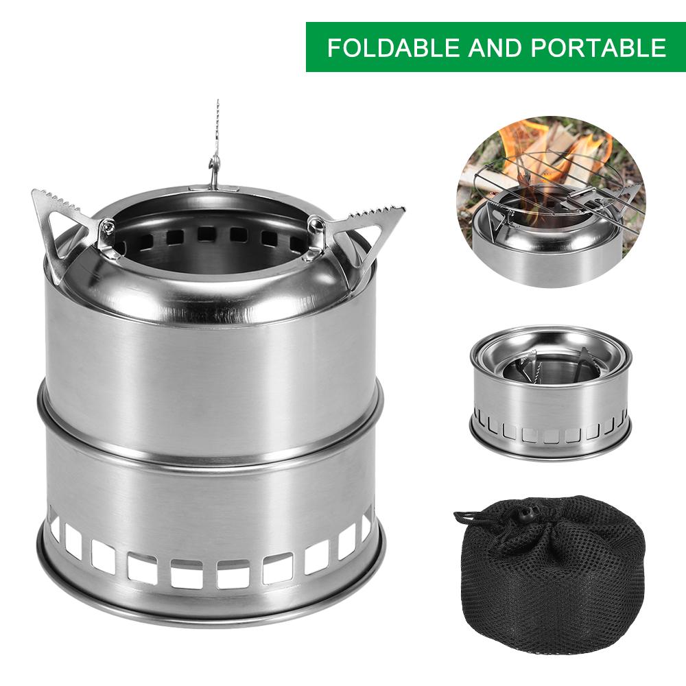Bếp Gấp Di Động Sử Dụng Củi Bằng Bằng Thép Không Gỉ Tiện Lợi Cho Hoạt Động Cắm Trại