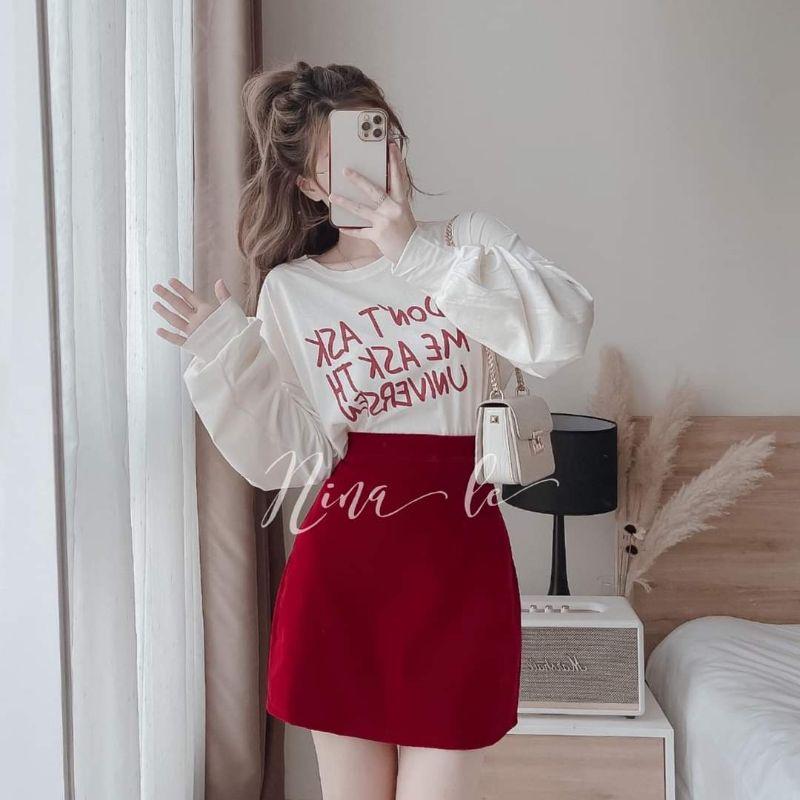 SET ÁO THUN COTTON PHỐI CHÂN VÁY (CÓ LÓT)