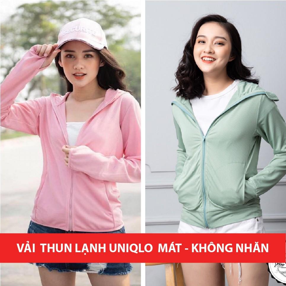 Áo Chống Nắng Nữ Thời Trang Cao Cấp Chất Mát Không Nhăn - Khóa Kéo - Trùm Tay Xỏ Ngón - Có Mũ Trùm Đầu Có Túi Đựng