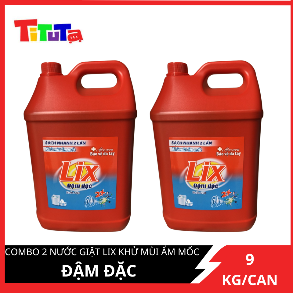 Combo 2 Nước Giặt Lix Đậm Đặc Can 9KG