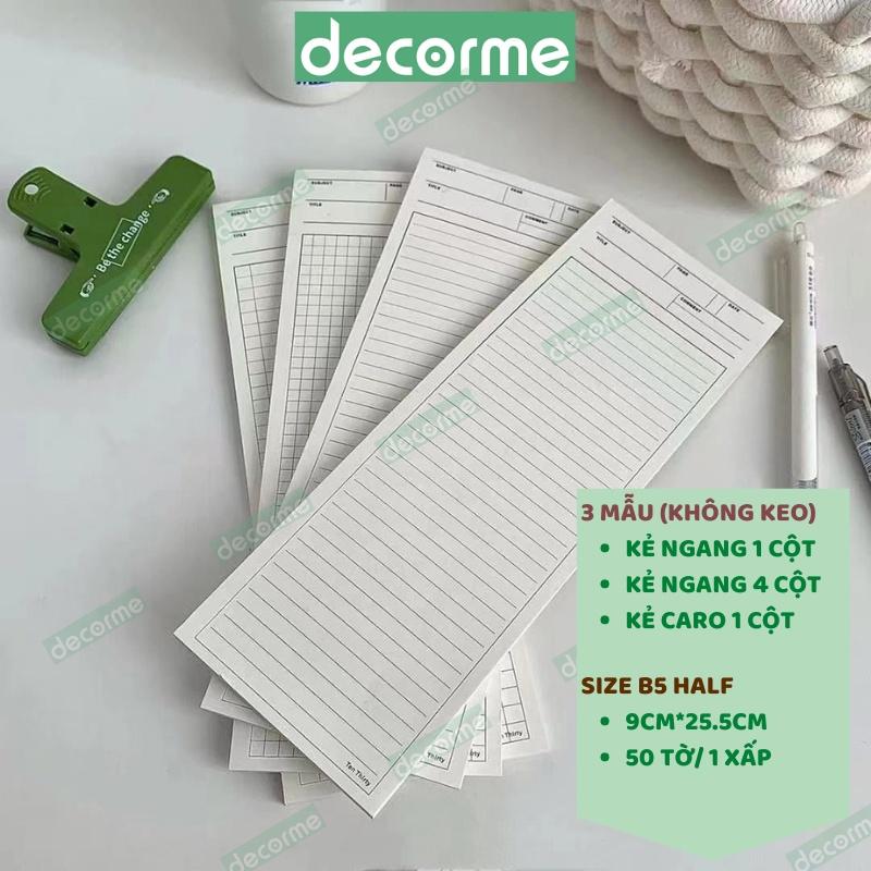 Giấy note từ vựng DecorMe giấy take note học từ vựng 50 tờ khổ B5 HALF nhiều mẫu phụ kiện văn phòng phẩm NWORD