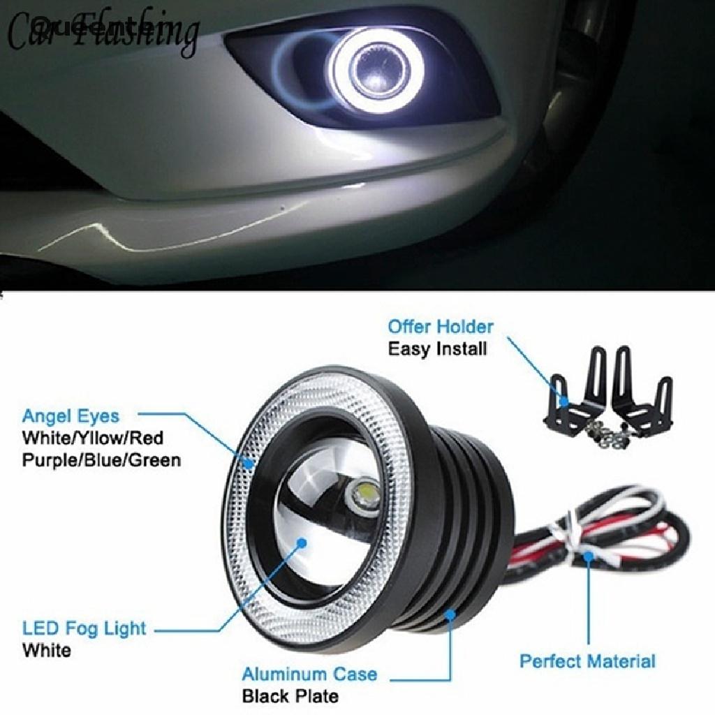 Queenten 2.5'' 15W Car White COB LED Projector Angel Eyes Blue Ring DRL Fog Light Lamp  QT