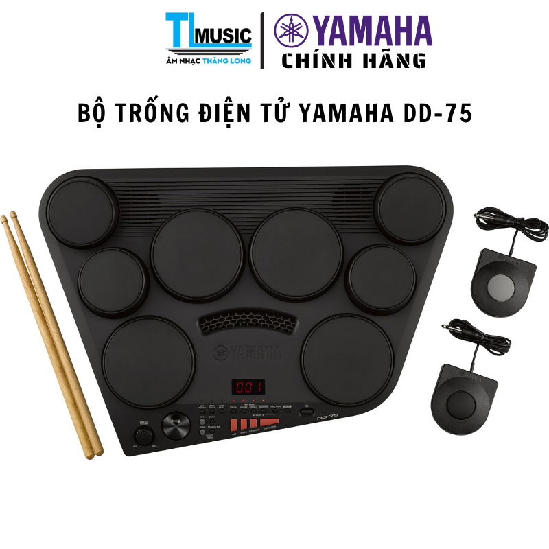 Bộ Trống Điện Tử Yamaha DD-75 – Bộ Trống Mini Đa Năng, 8 Mặt Cảm Ứng, 570 Âm Thanh, Có Pin - Hàng Chính Hãng