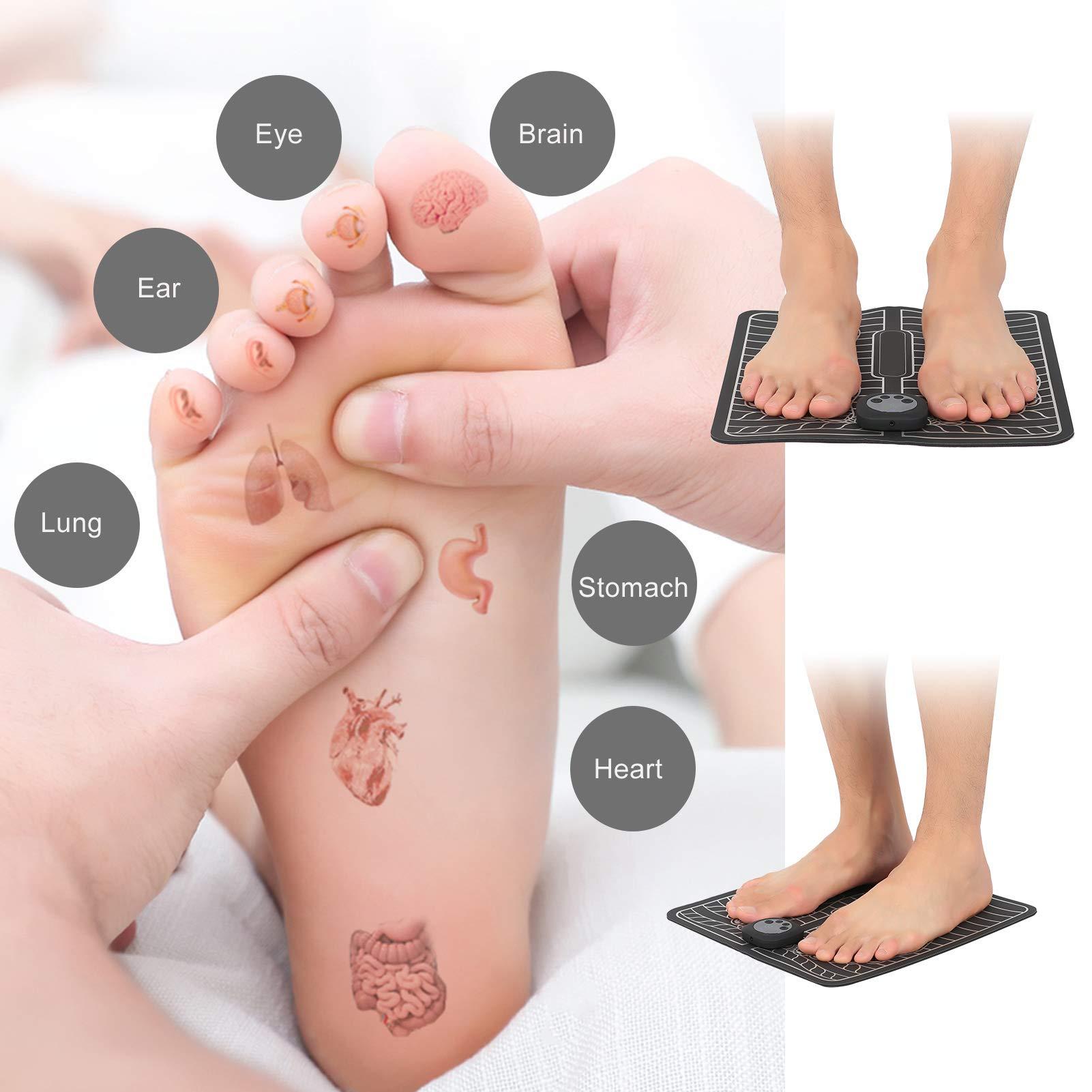 EMS Foot Masseur, USB LCD EMS đệm có thể sạc lại cơ bắp có thể sạc lại máy ABS Massage điện 6 Modes 9 Cấp độ, giảm đau, thư giãn bàn chân