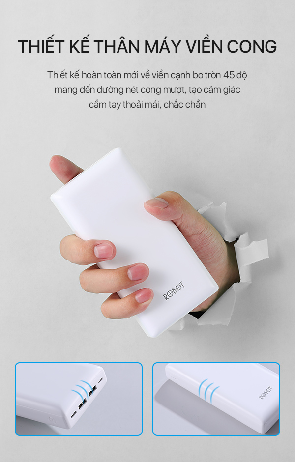 Pin Sạc Dự Phòng ROBOT RT20 20000mAh 2 cổng Input & 2 Output - Hàng Chính Hãng