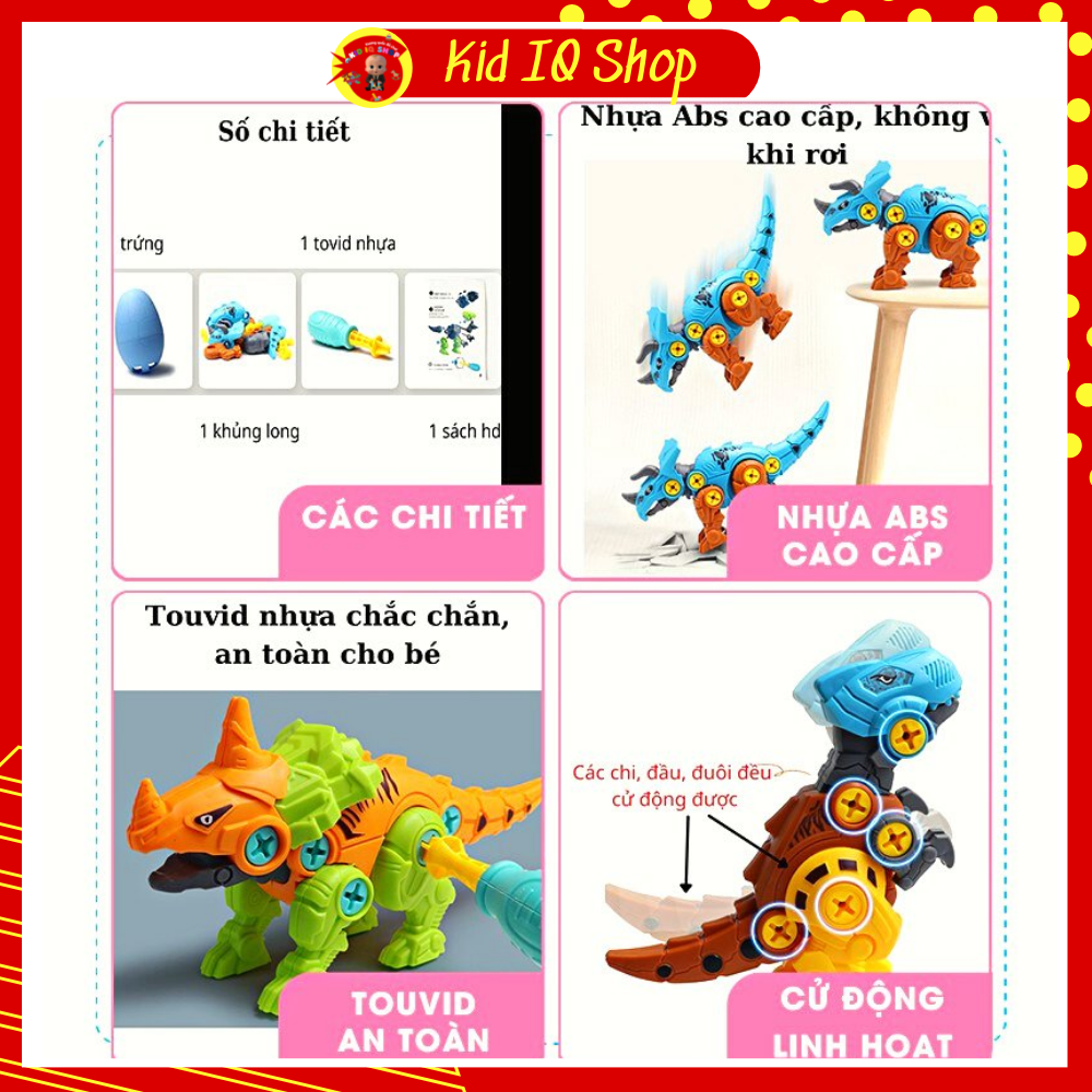 Đồ chơi lắp ráp cho bé ghép mô hình trứng khủng long bạo chúa