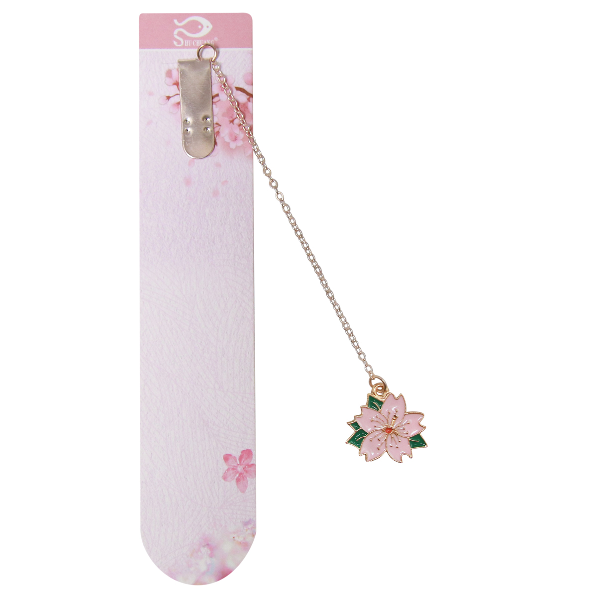 Bookmark Kẹp Sách Kim Loại Phối Charm Hình Hoa Sakura - Mẫu 1