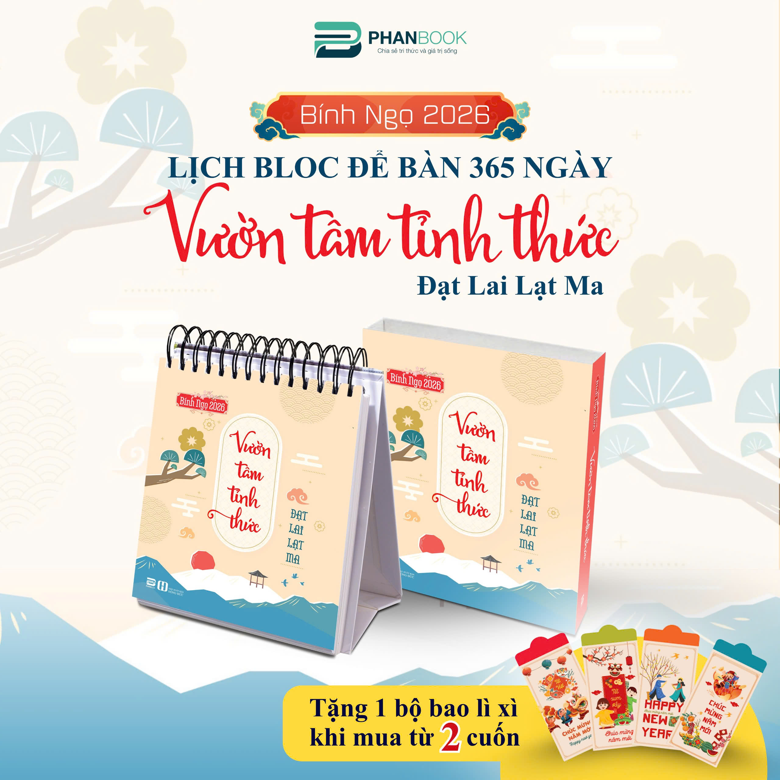 Lịch Bàn 2026 - 365 Ngày Vườn Tâm Tỉnh Thức - Đạt Lai Lạt Ma