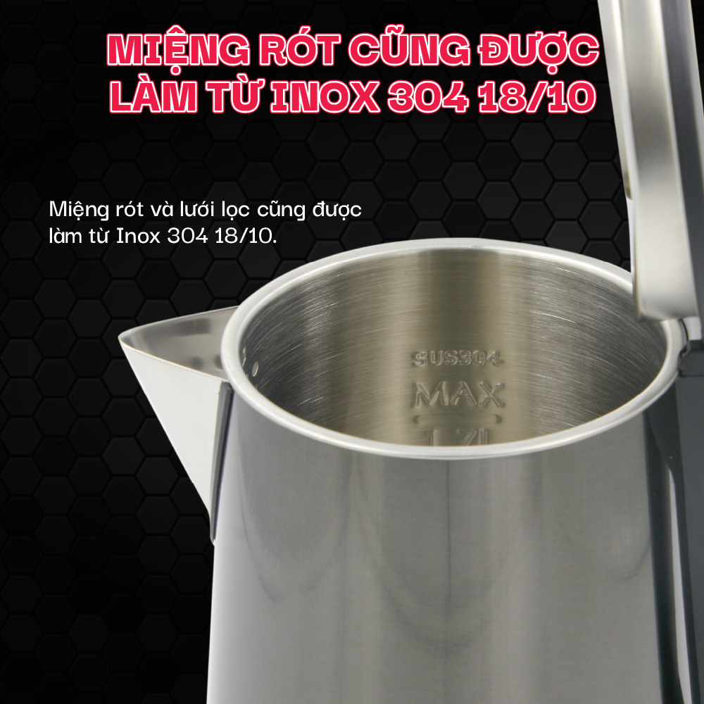 Ấm siêu tốc không vi nhựa La gourmet 1,7L - 359636