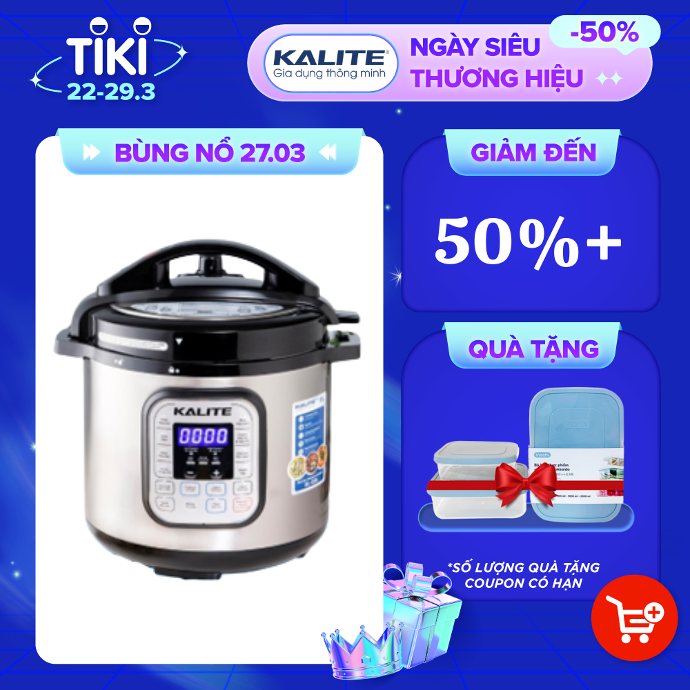 Nồi áp suất điện đa năng Kalite KL636, công suất 950W, dung tích 6L, bảng điều khiển setup sẵn đa dạng món ngon, có chức năng hẹn giờ, hàng chính hãng