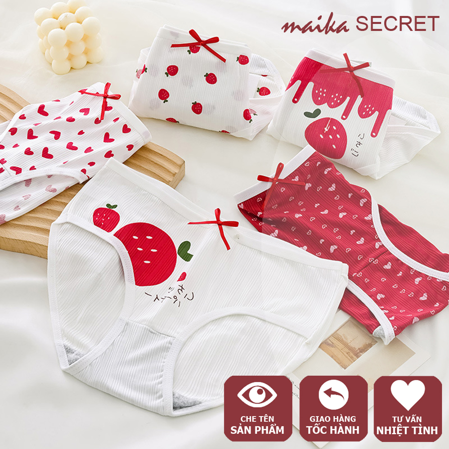 Combo 5 quần lót nữ gân tăm xuất Nhật - quần lót nữ quả dâu chất cotton siêu mát