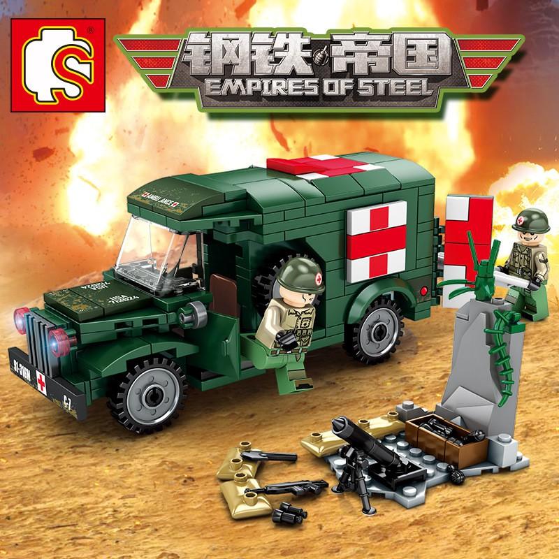 Lego Sembo Block Army Ambulance 101271 - Lego Xe cứu thương quân đội - STEEL EMPIRE US ARMY T214WC54 MILITARY AMBULANCE