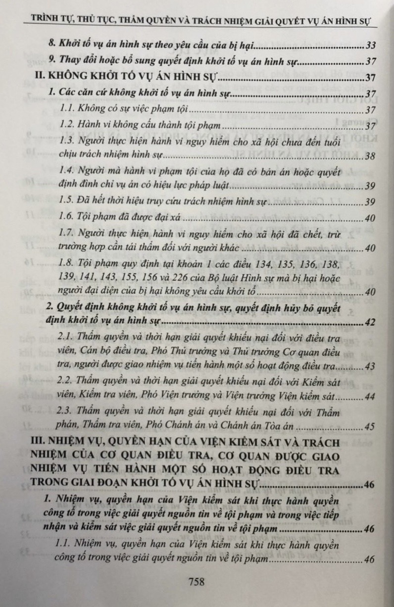 Trình tự, thủ tục, thẩm quyền và trách nhiệm giải quyết vụ án hình sự theo quy định pháp luật tố tụng hình sự Việt Nam