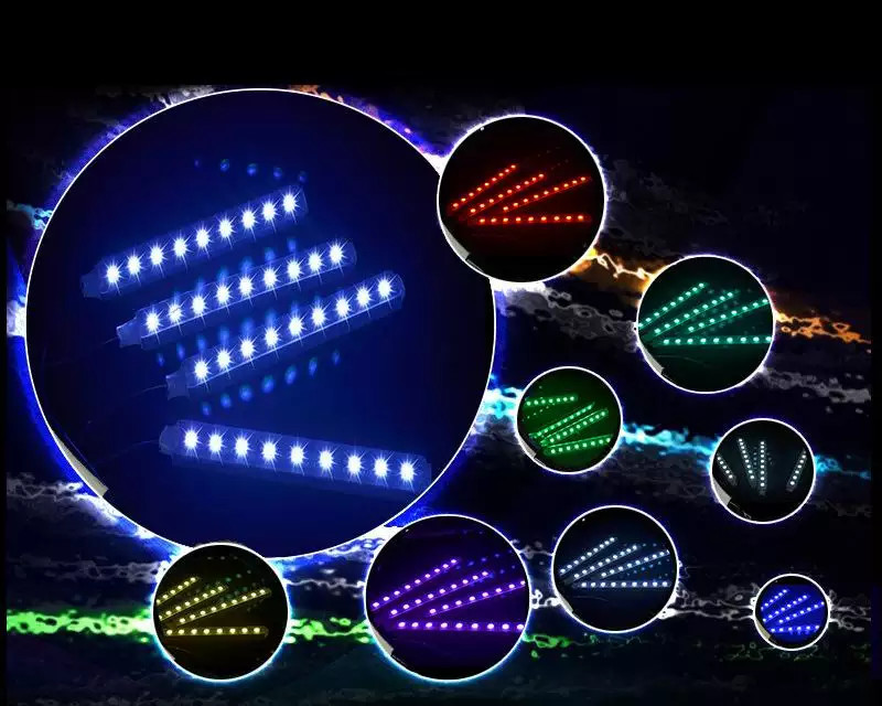 Bộ đèn Led cảm biến NHẤP NHÁY THEO NHẠC 4 thanh 9 bóng lắp gầm ghế ô tô có Remote