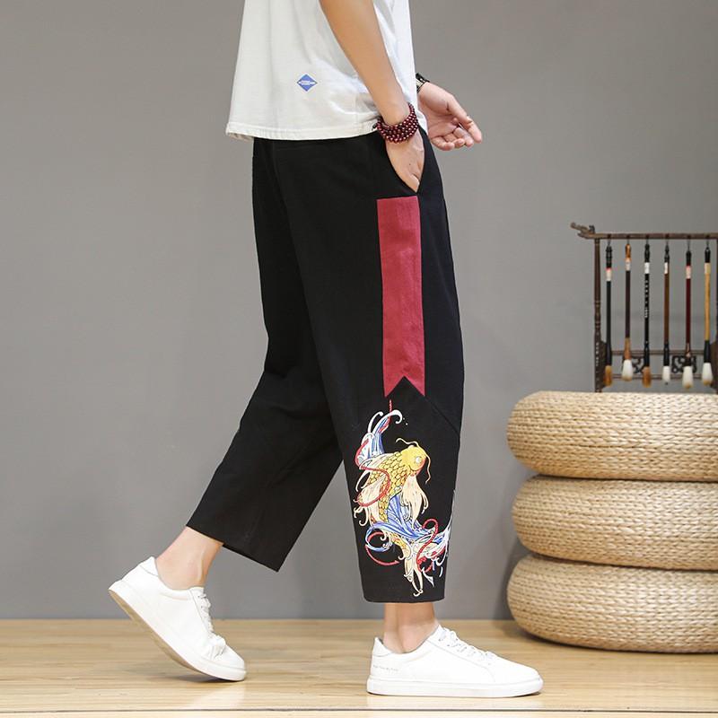 Quần Thô Dài Thêu Hạc Phong Cách Nhật