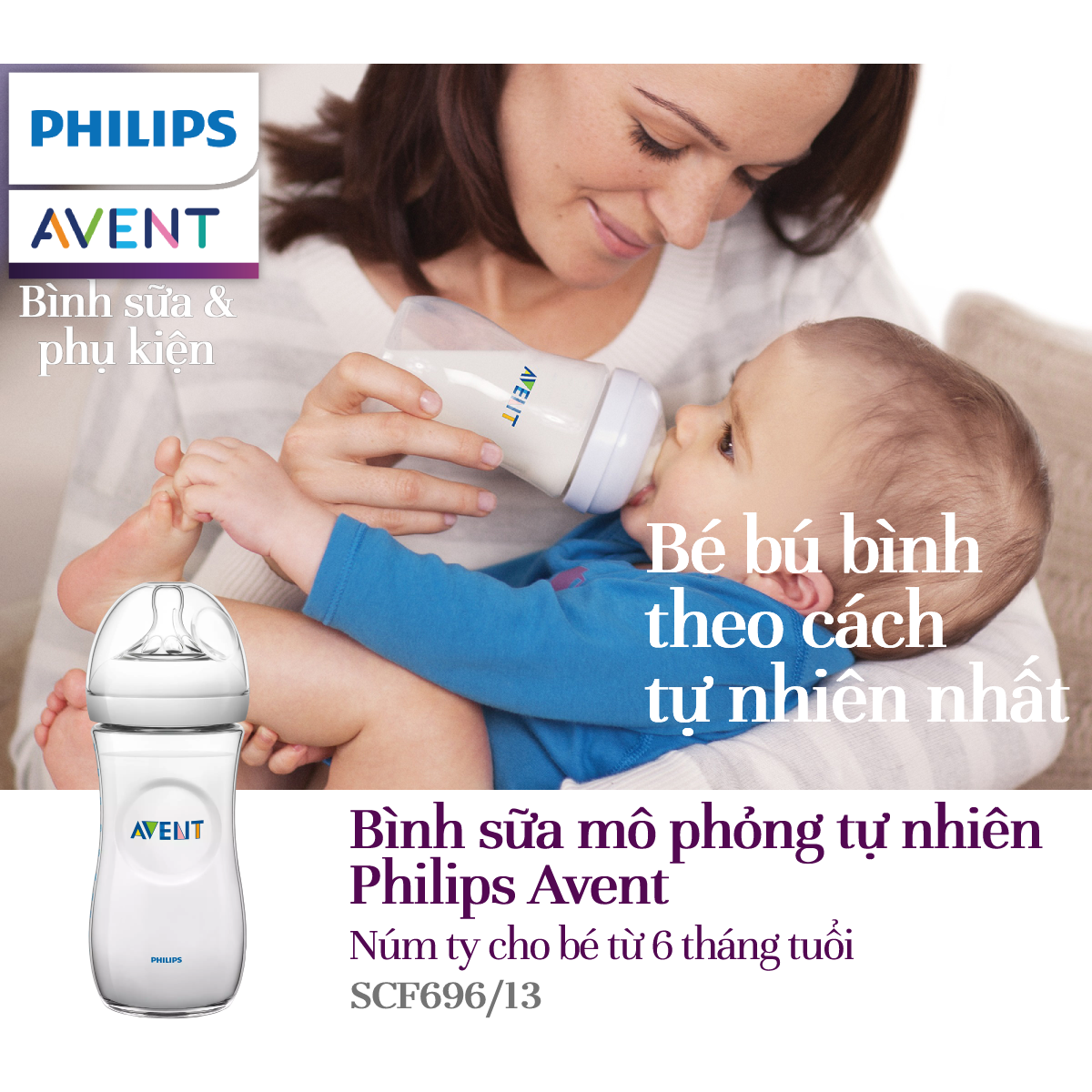 Bình sữa bằng nhựa Philips Avent 330ml cho trẻ từ 6 tháng tuổi SCF696/13