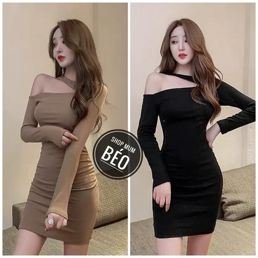 Đầm Body Tay Dài Lệch 1 Dây Vai Thun Borip Thích Hợp Mặc Đi Tiệc Đi Làm Đi Chơi Phù Hợp Với Mọi Phong Cách