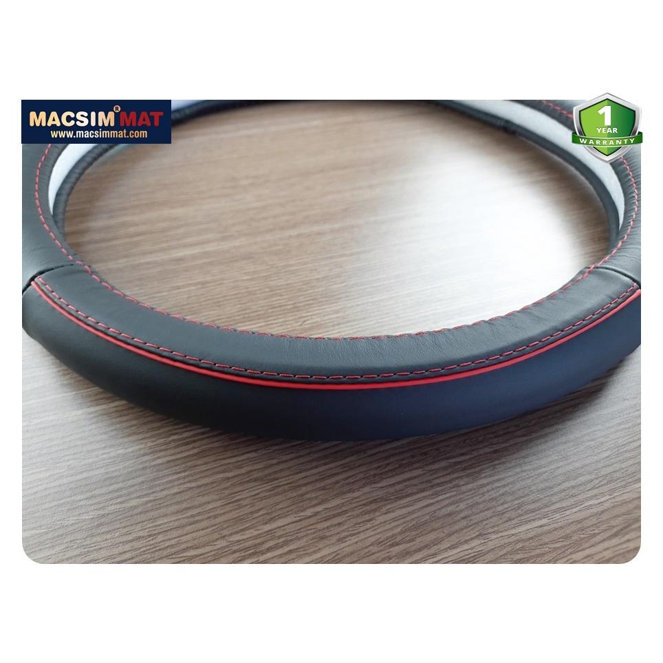 Bọc vô lăng cao cấp Honda màu đen chỉ đỏ chất liệu da thật 100% khâu tay thủ công size M -Nhãn hiệu Macsim mã 8477